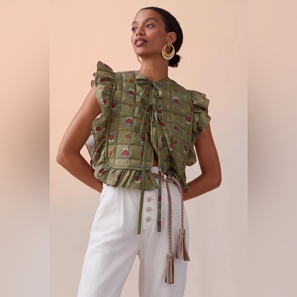Caron Callahan Jackets & Blazers - Anthropologie Caron Callahan Quilted Ruffle Vest